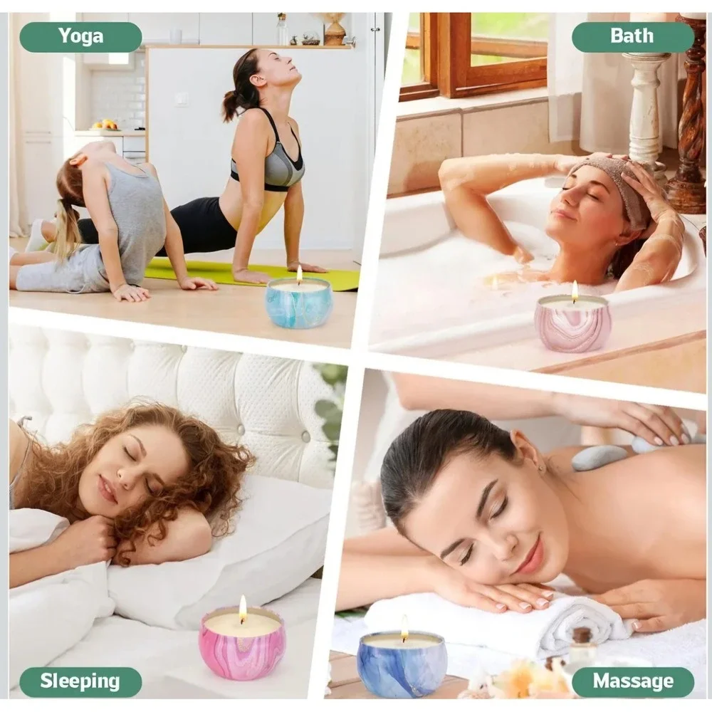OMYAYA Scented Candles and Hand Cream Gift‎ Set Women 8pc Multicolor Soy Spa Kit